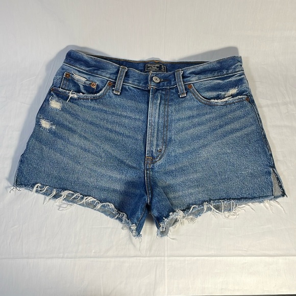 Abercrombie and Fitch Annie High Rise Short Shorts Size 27 / 4 Cut Off Denim - Picture 1 of 7